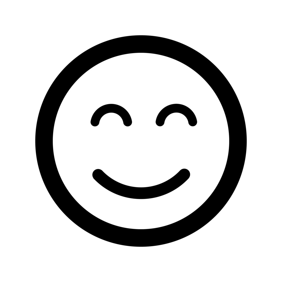Cartoon smile face emoticon icon in flat style png