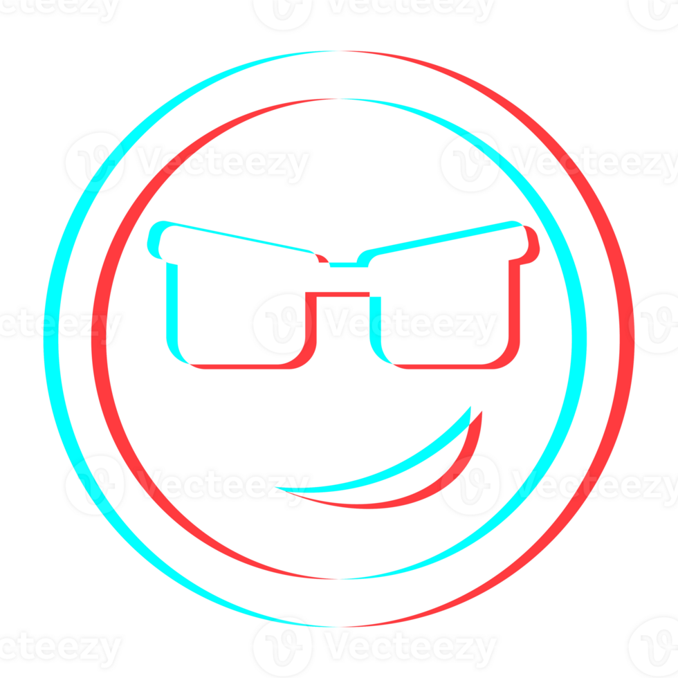 Cartoon smile emoticon symbol, icon in 3d effect with blue and red color png