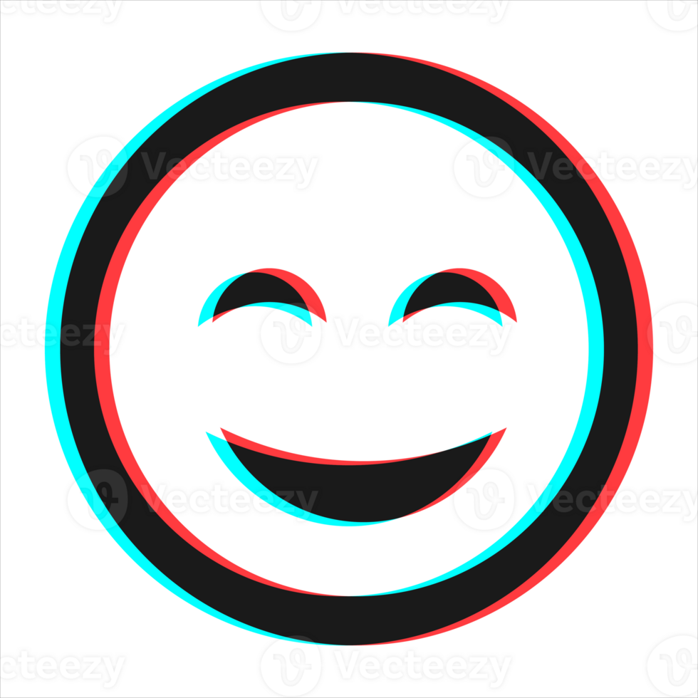 Cartoon smile emoticon symbol, icon in 3d effect with blue and red color png