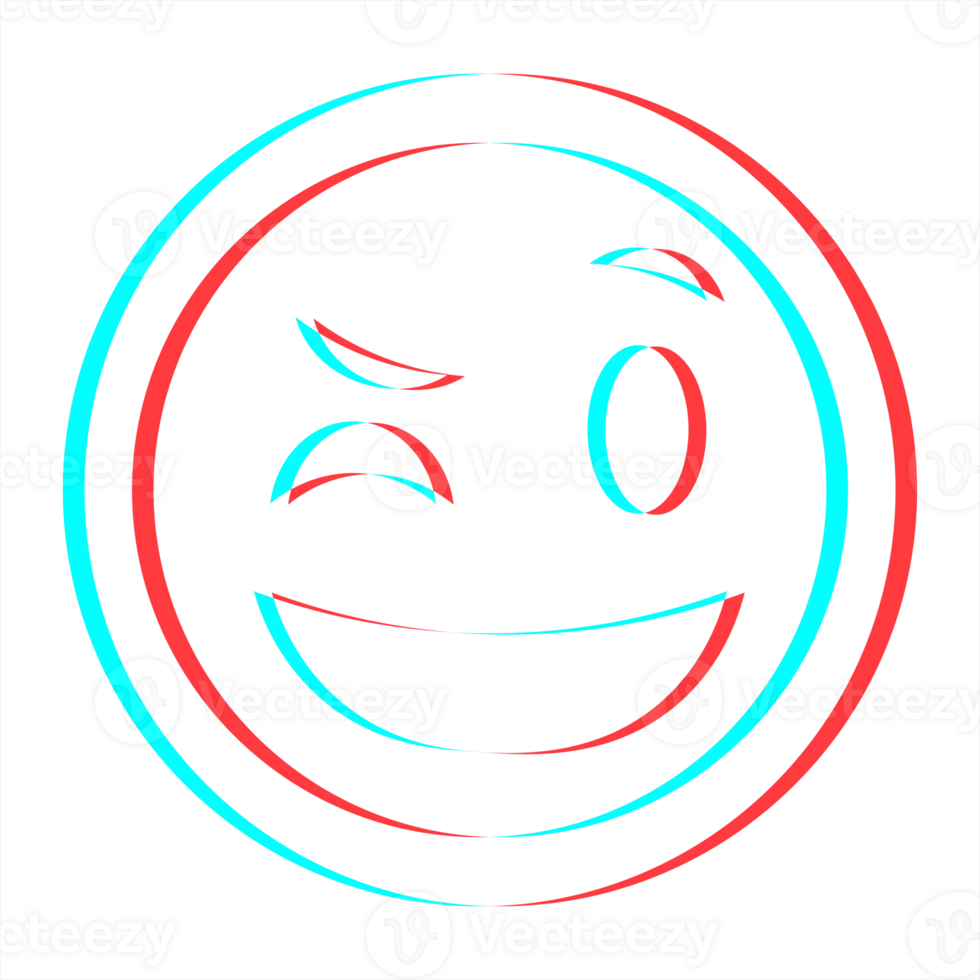 Cartoon smile emoticon symbol, icon in 3d effect with blue and red color png