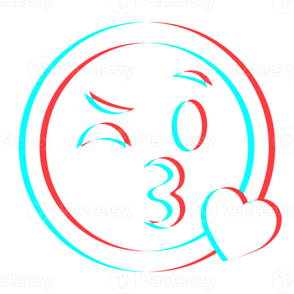 Cartoon smile emoticon symbol, icon in 3d effect with blue and red color png