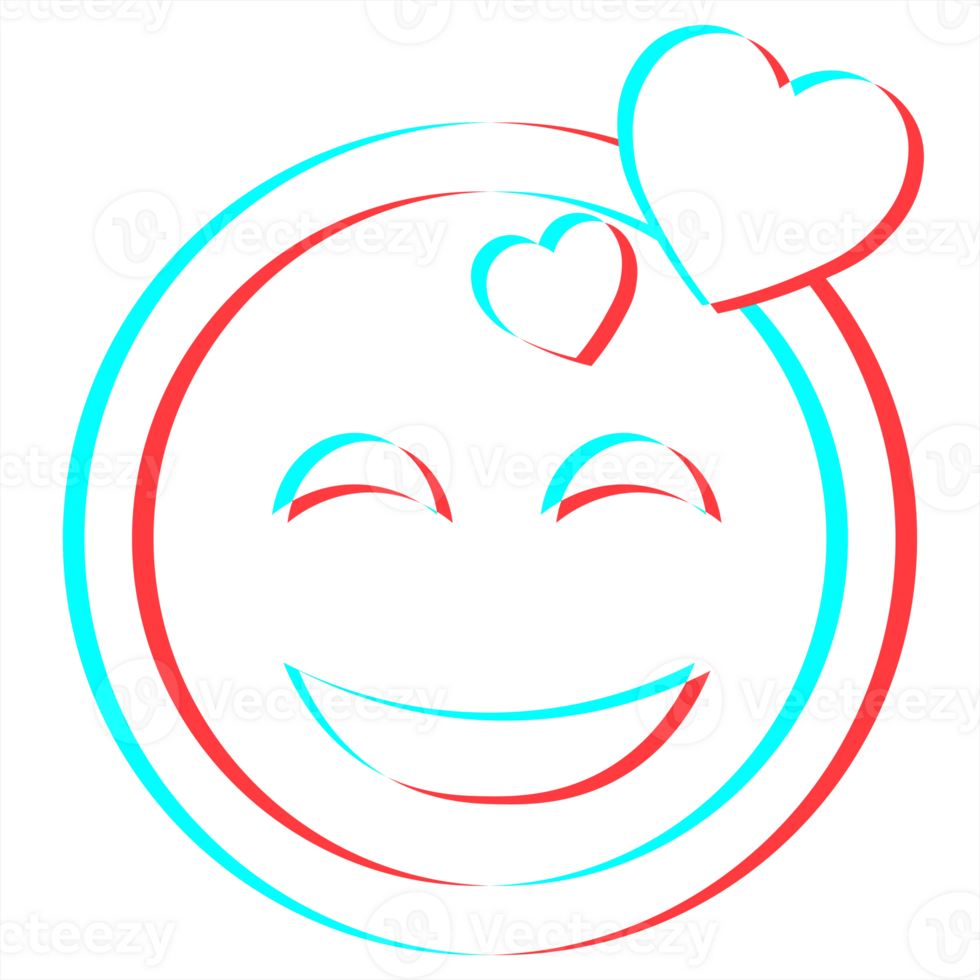 Cartoon smile emoticon symbol, icon in 3d effect with blue and red color png
