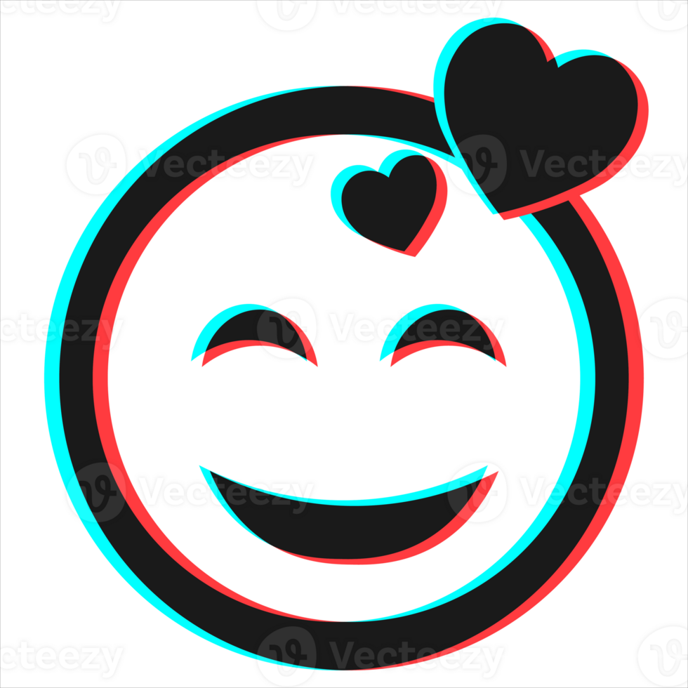 Cartoon smile emoticon symbol, icon in 3d effect with blue and red color png