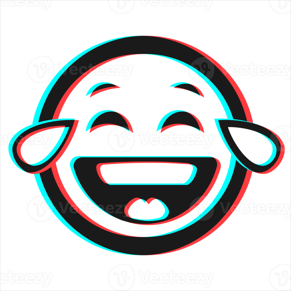 Cartoon smile emoticon symbol, icon in 3d effect with blue and red color png