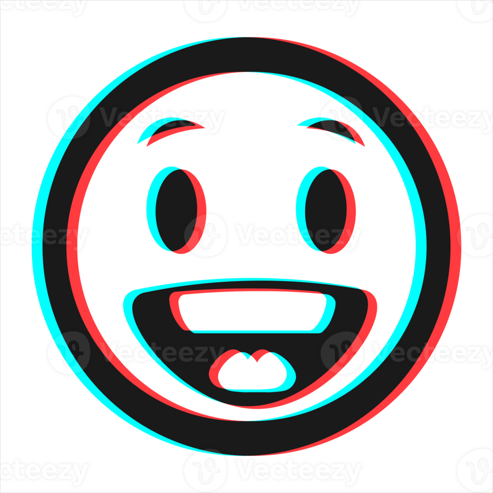 Cartoon smile emoticon symbol, icon in 3d effect with blue and red color png