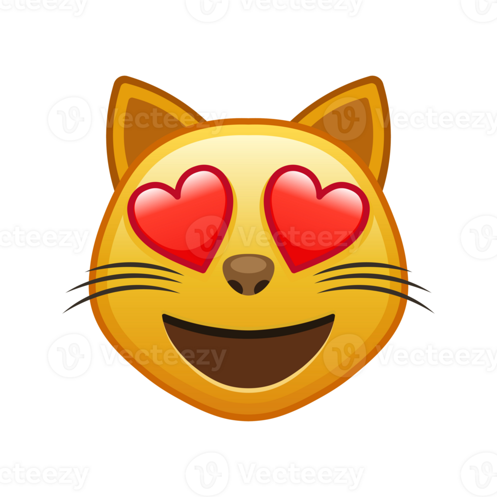 Cat with hearts in eyes Large size of yellow emoji face png