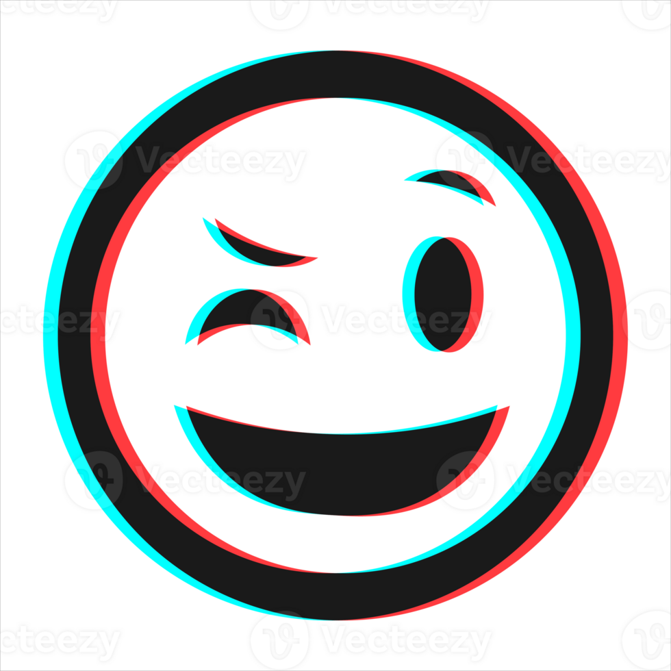 Cartoon smile emoticon symbol, icon in 3d effect with blue and red color png