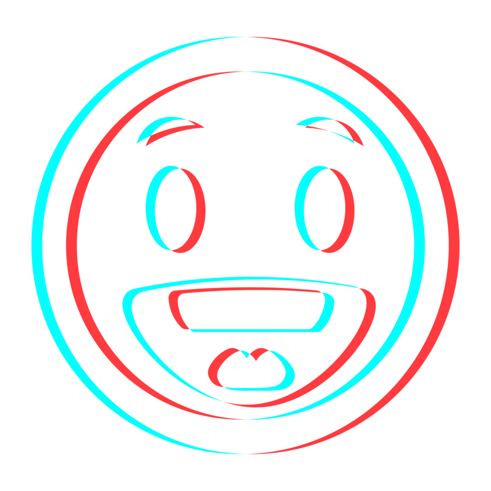 Cartoon smile emoticon symbol, icon in 3d effect with blue and red color png