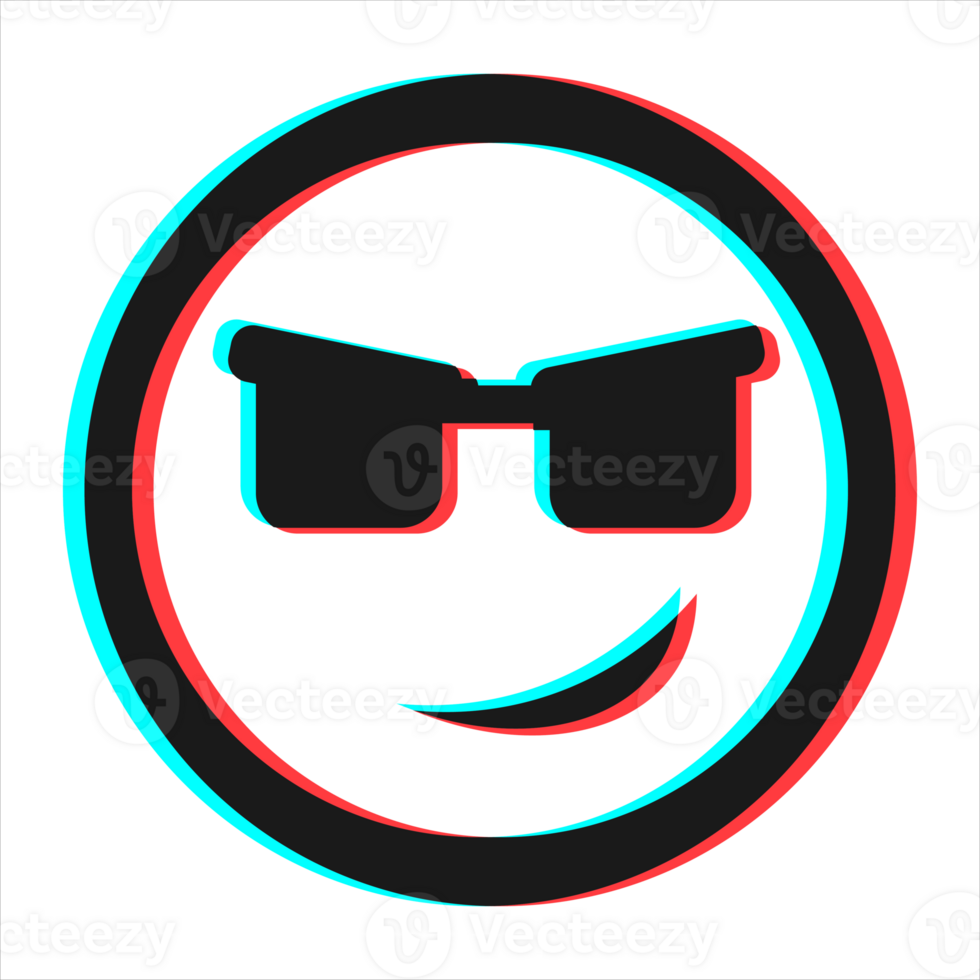 Cartoon smile emoticon symbol, icon in 3d effect with blue and red color png