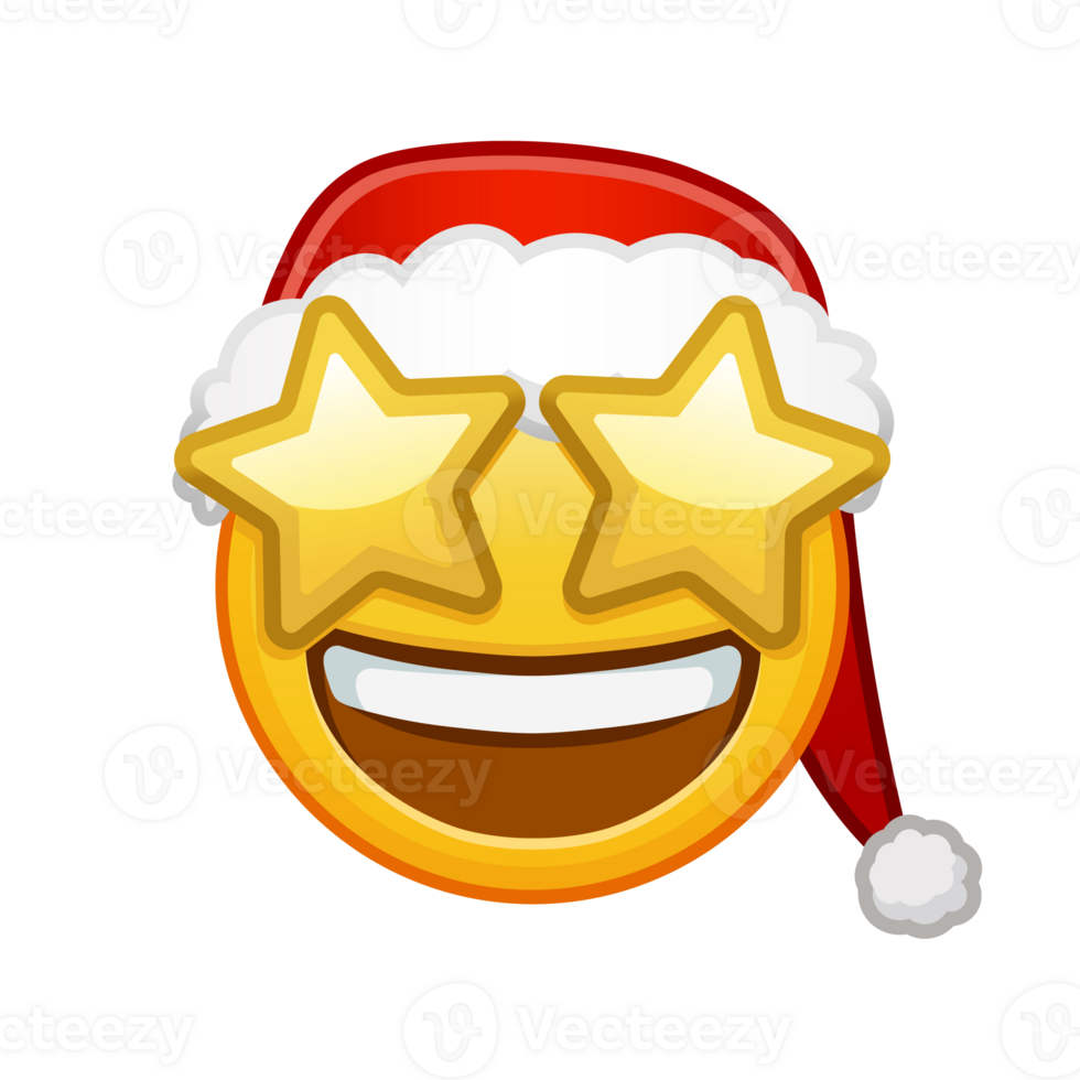 Christmas grinning face with starry eyes Large size of yellow emoji smile png