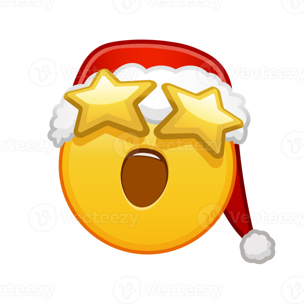 Christmas grinning face with starry eyes Large size of yellow emoji smile png