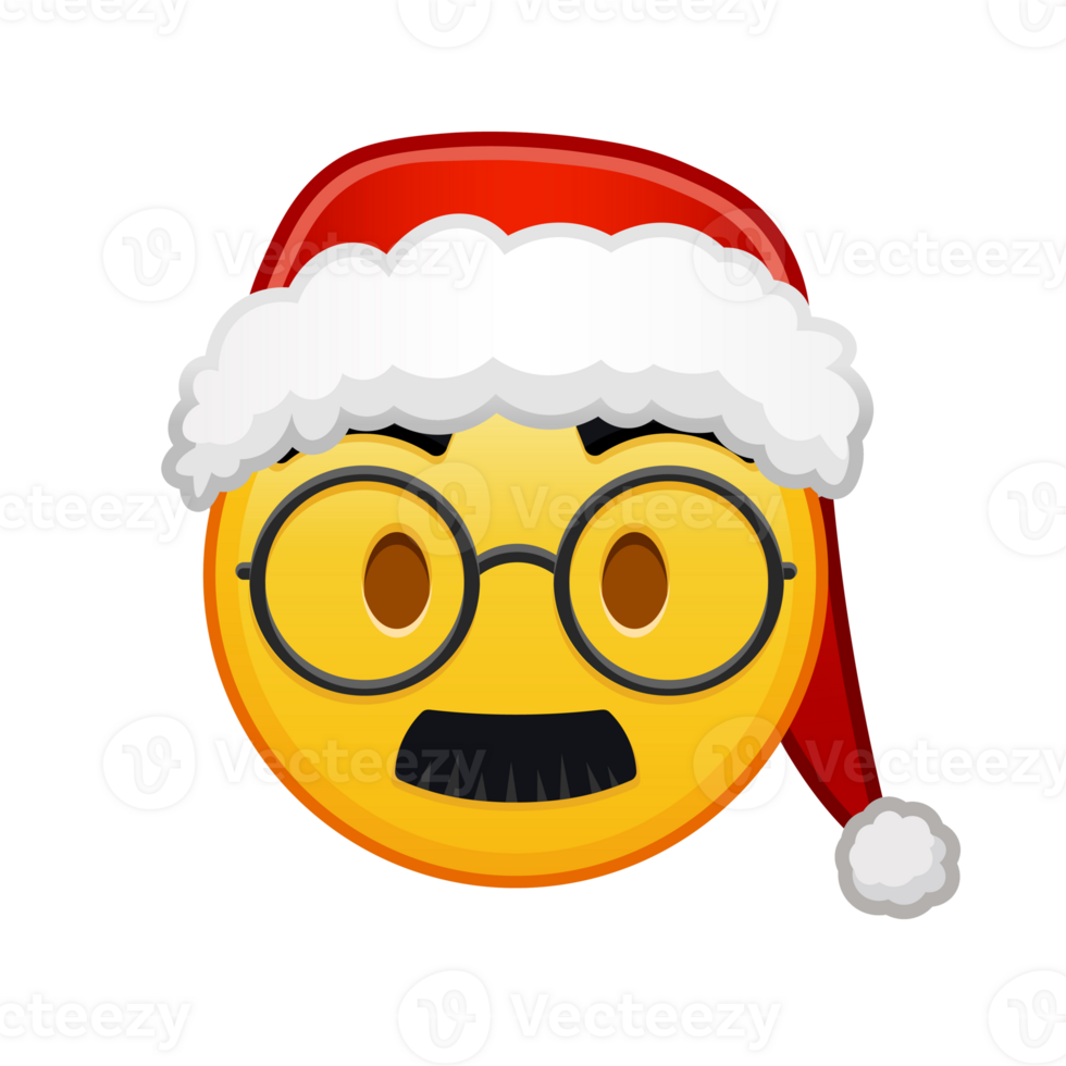Christmas face with glasses and mustache Large size of yellow emoji smile png