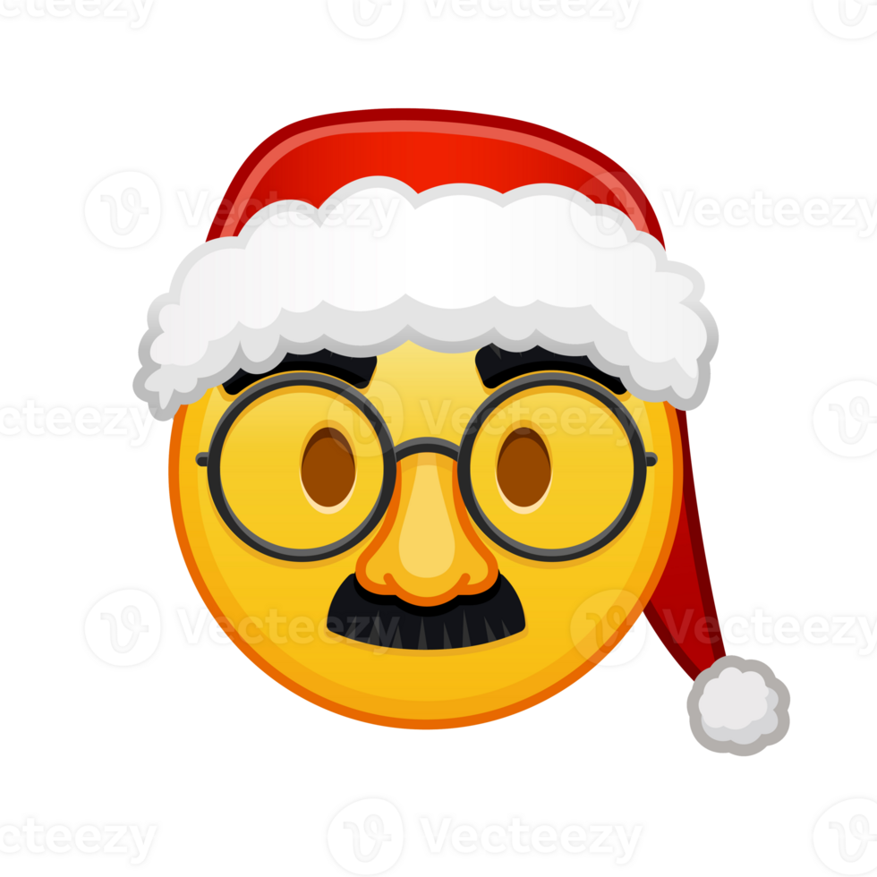 Christmas face with glasses and mustache Large size of yellow emoji smile png
