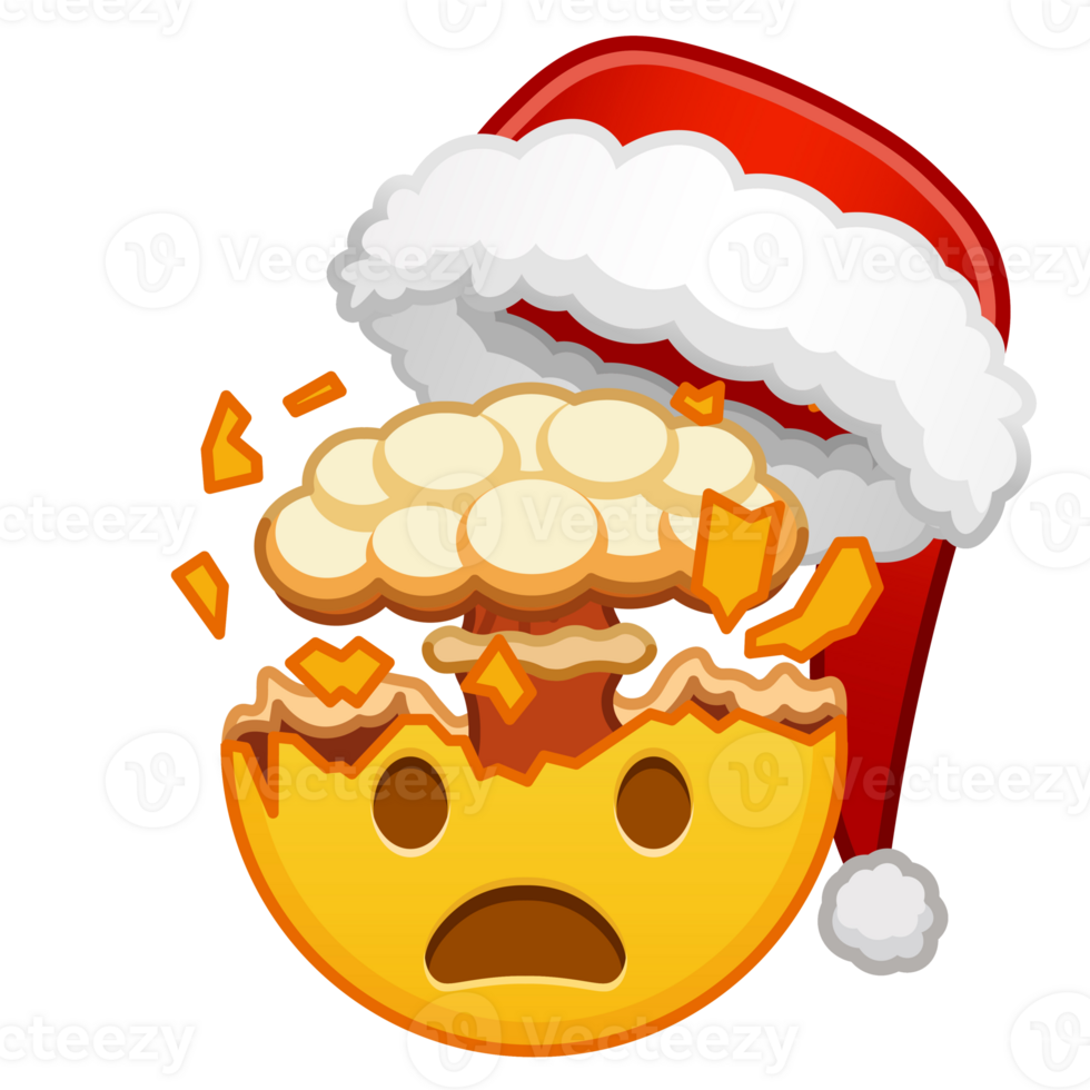 Christmas shocked face with exploding head Large size of yellow emoji smile png