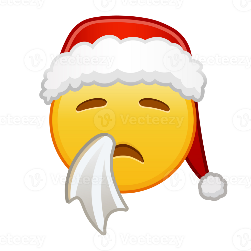 Christmas sneezing face Large size of yellow emoji smile png