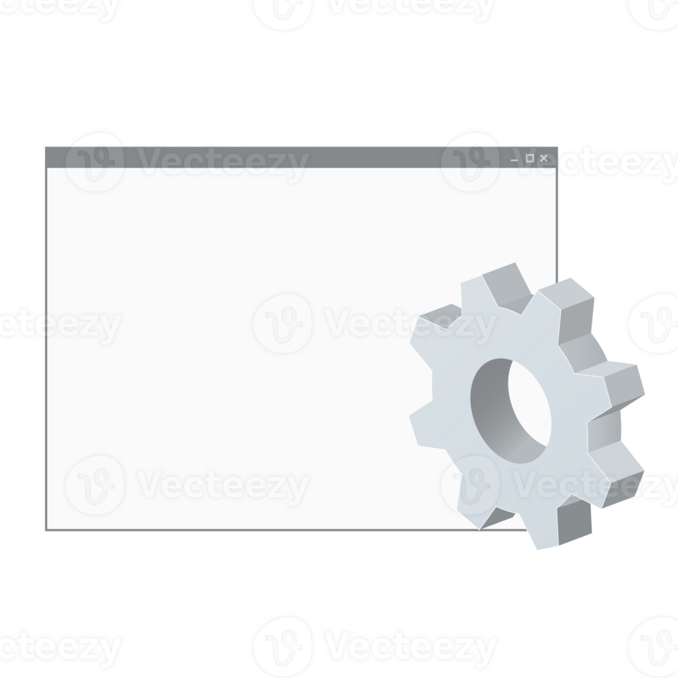 Computer program window with gear icon Settings icon or instruction png