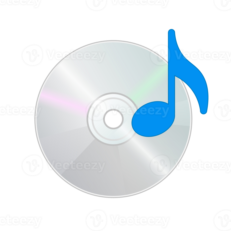 Compact disk icon with music note for disk drive in personal computer png