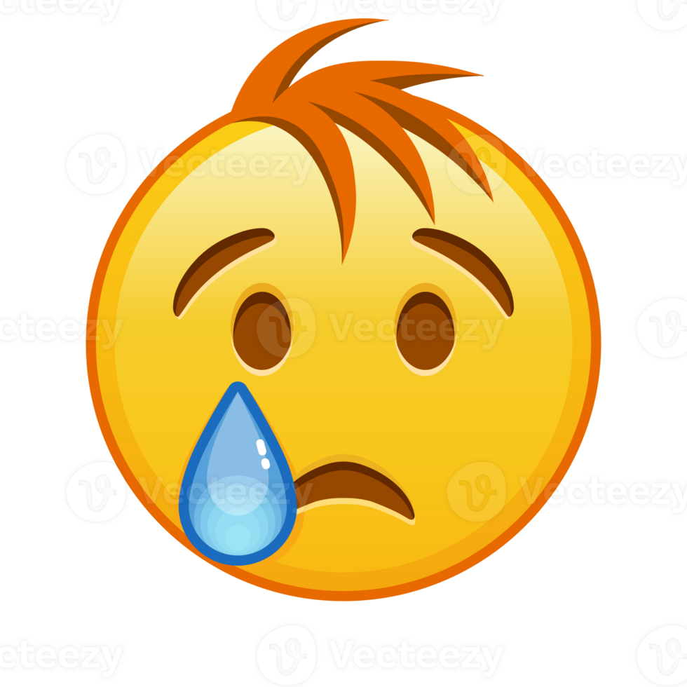 Crying face Large size of yellow emoji smile with hair png