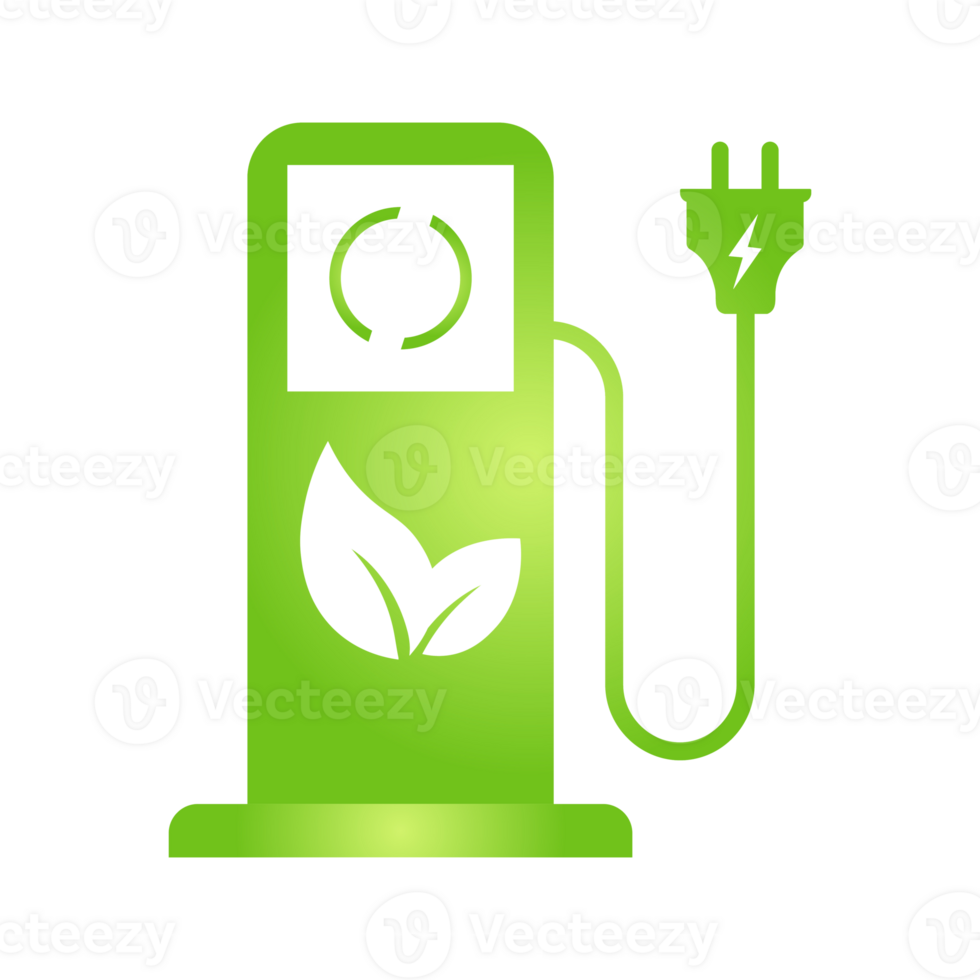 Eco electric charging station icon Zero emission vehicle Battery charging station sign png