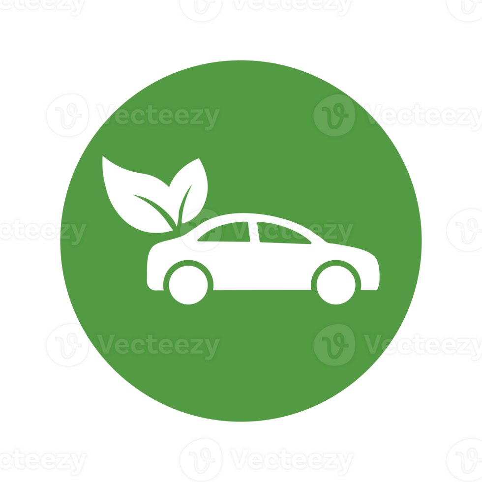 Eco electrocar icon Zero emission vehicle Battery charging station sign png