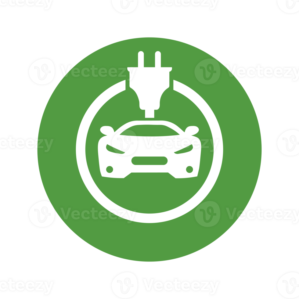 Eco electrocar icon Zero emission vehicle Battery charging station sign png