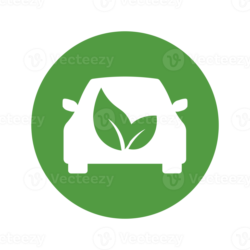 Eco electrocar icon Zero emission vehicle Battery charging station sign png