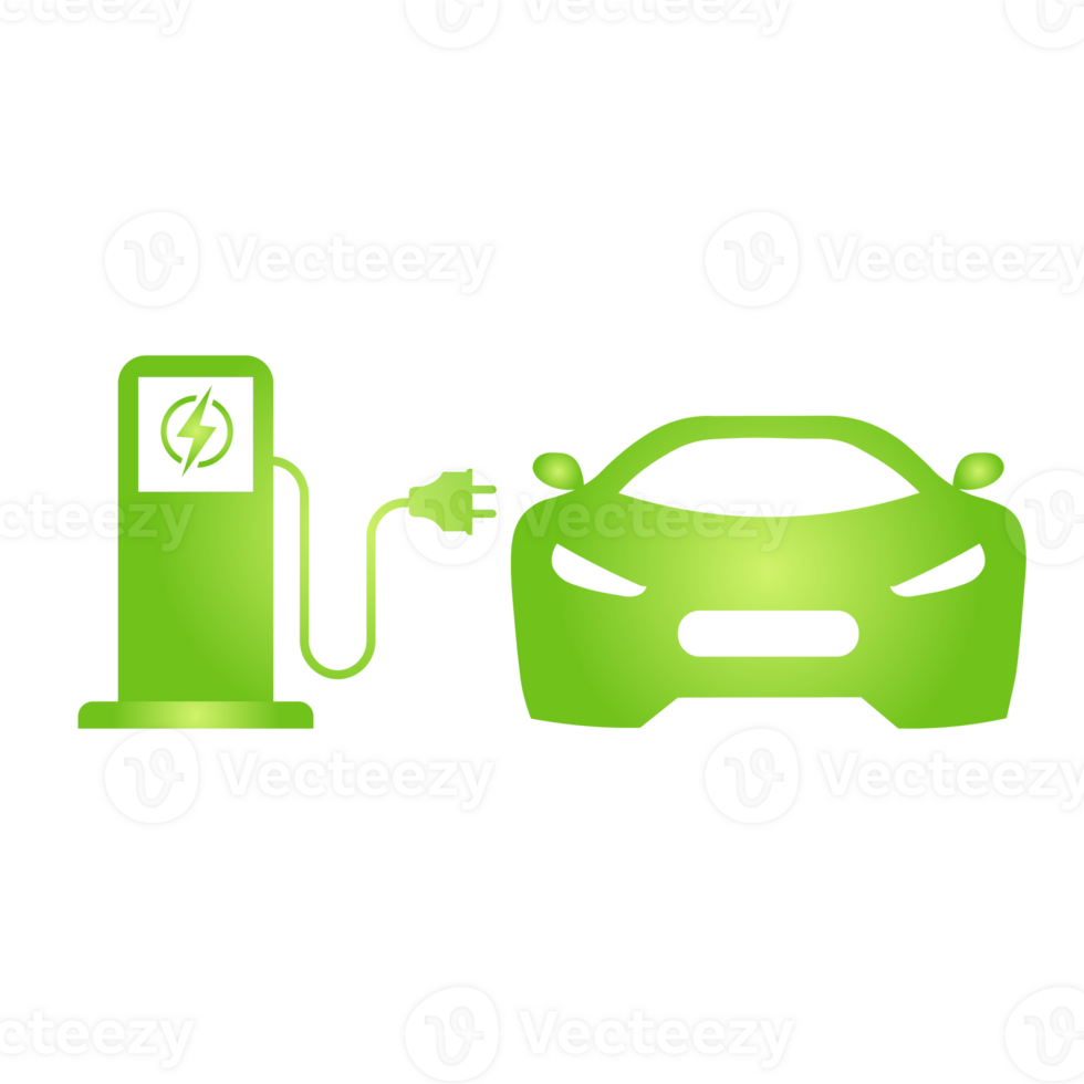 Eco electrocar icon Zero emission vehicle Battery charging station sign png