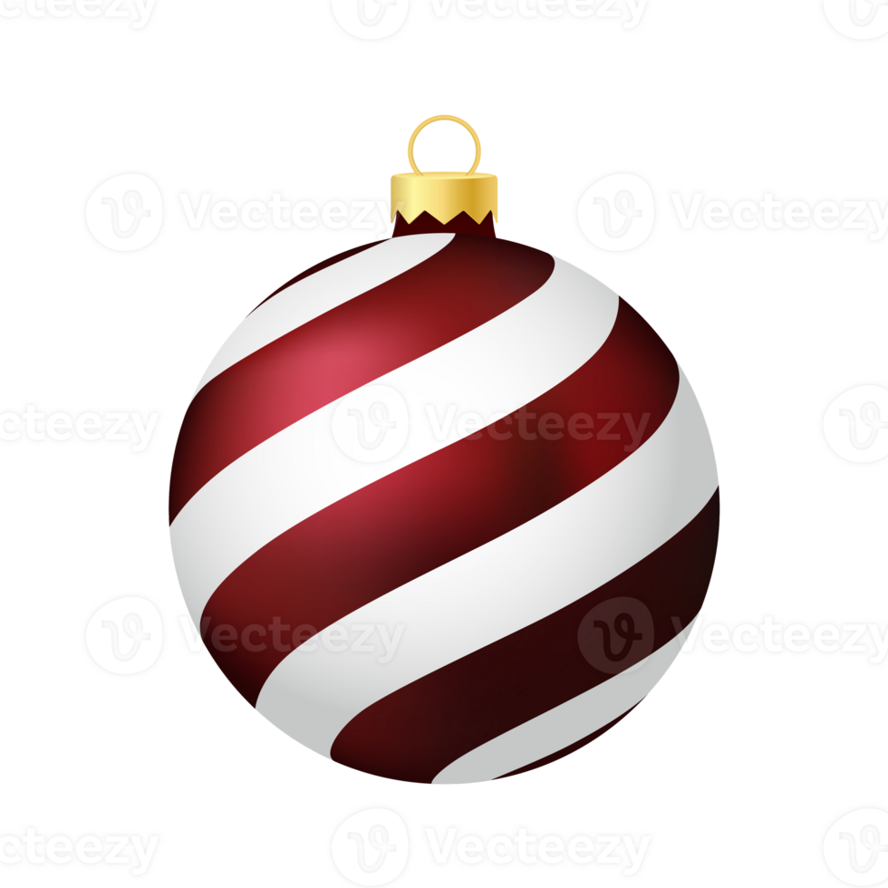 Dark red Christmas tree toy or ball Volumetric and realistic color illustration png