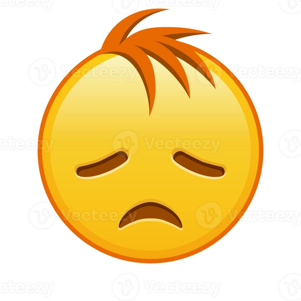 Disappointed face Large size of yellow emoji smile with hair png