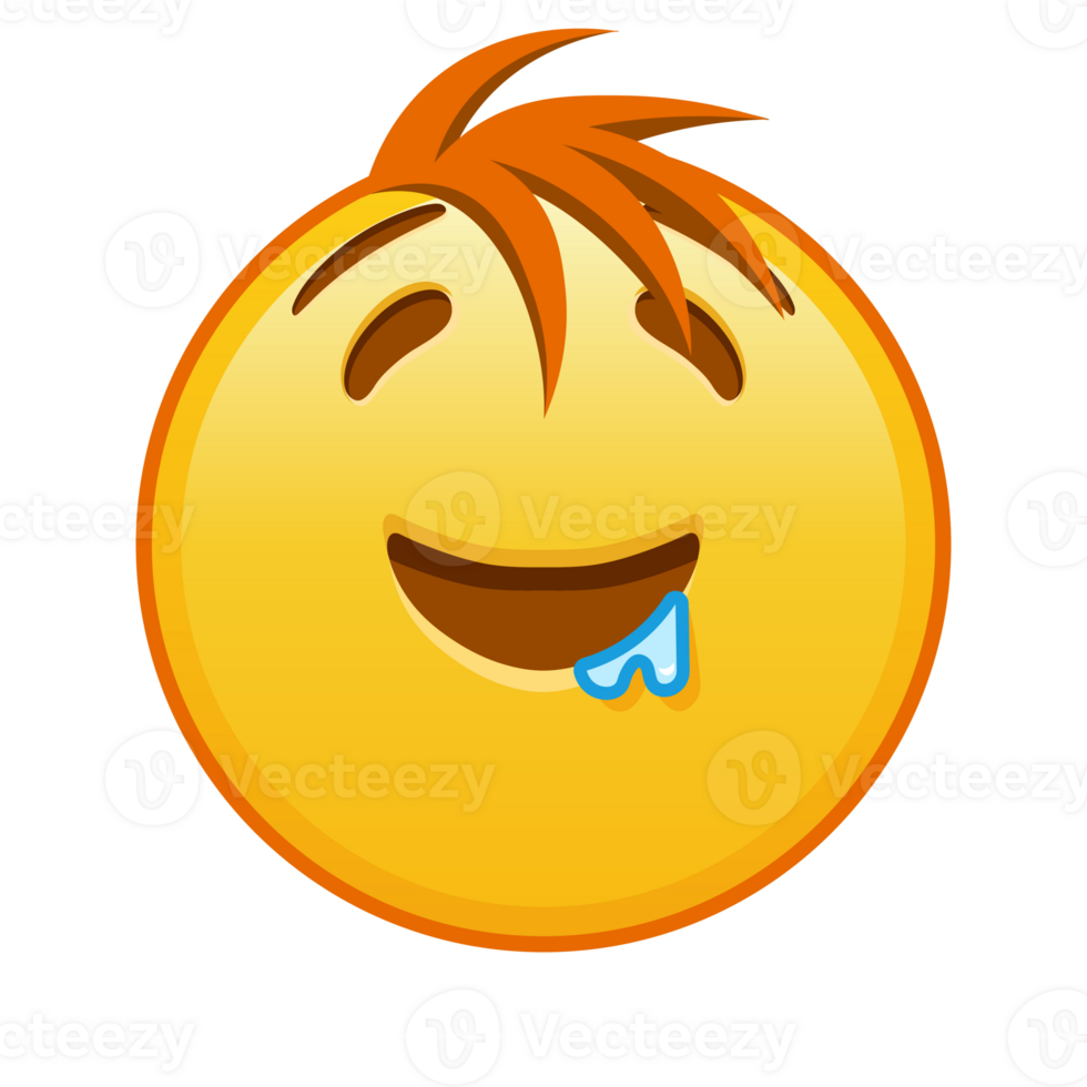 Drooling face Large size of yellow emoji smile with hair png