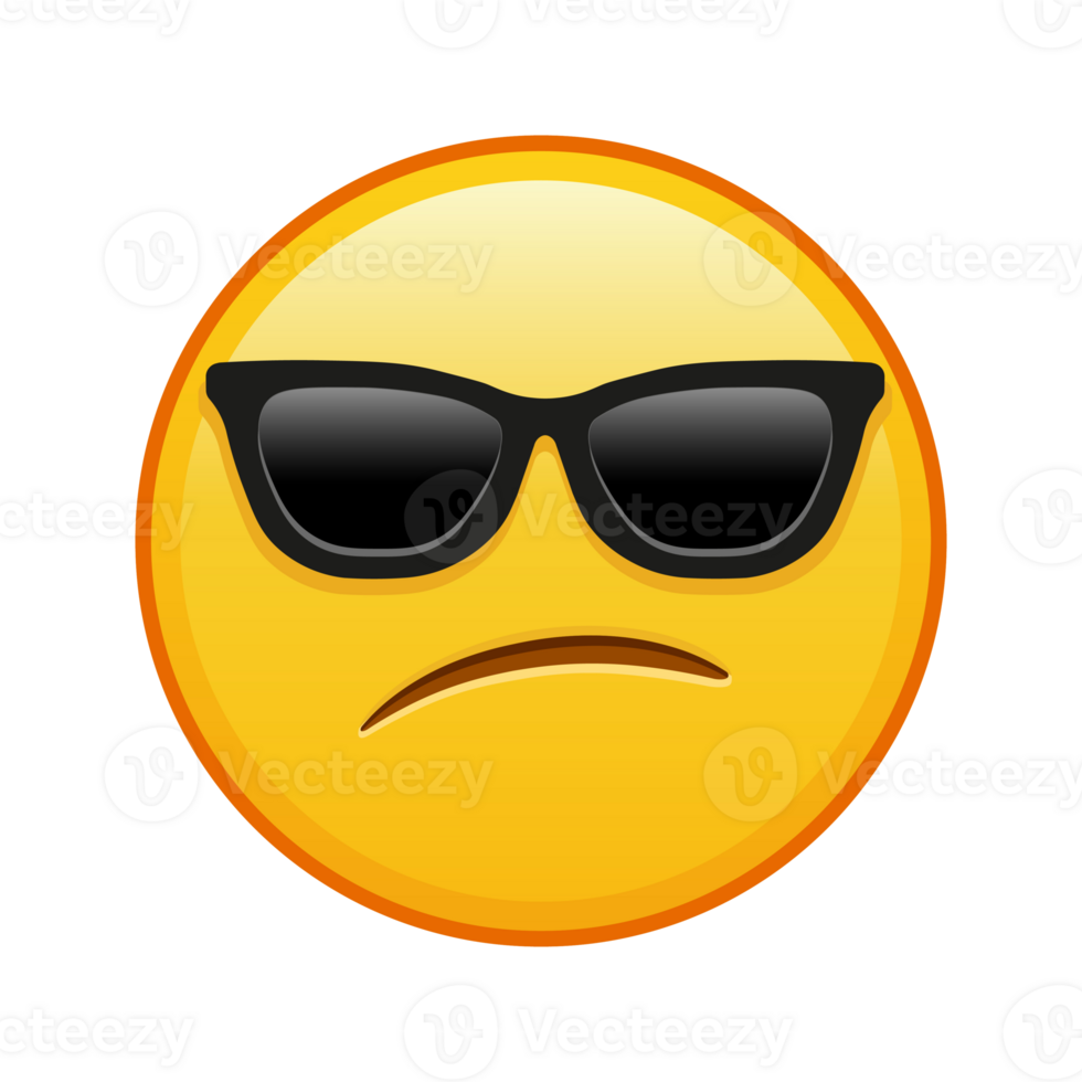 Embarrassed face with sunglasses Large size of yellow emoji smile png