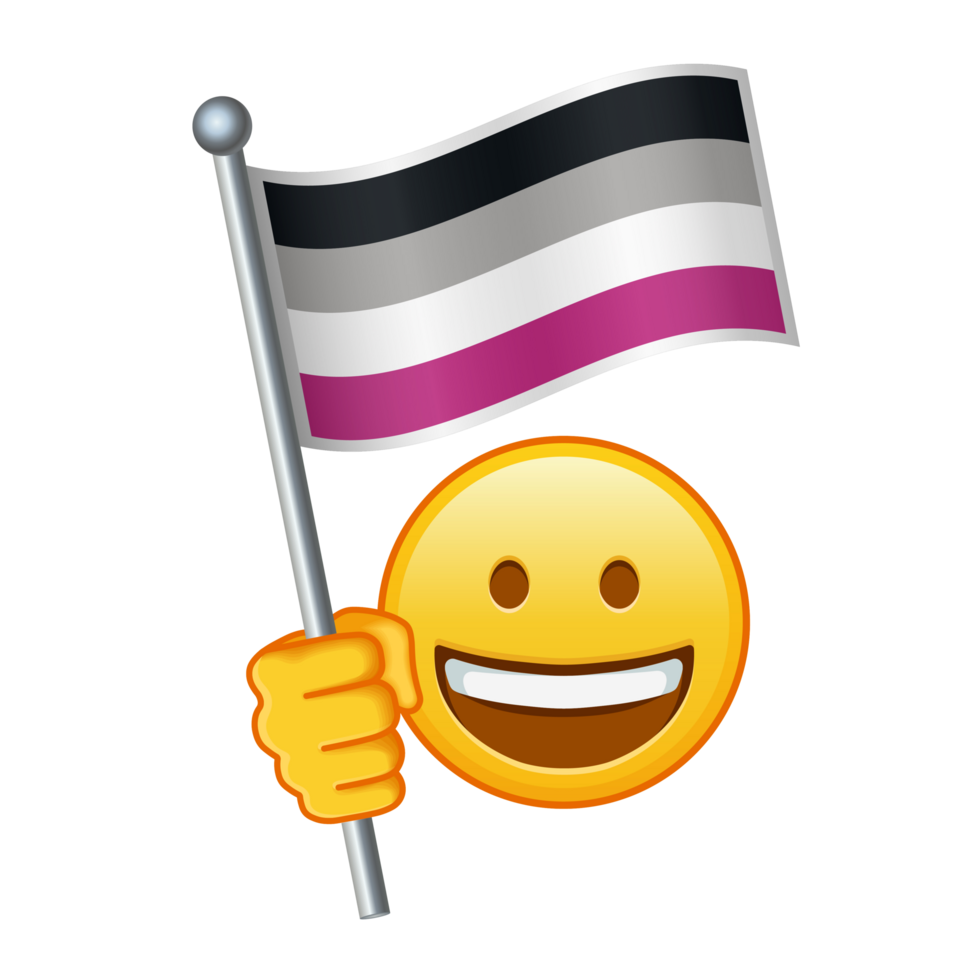Emoji with Asexual pride flag Large size of yellow emoji smile png