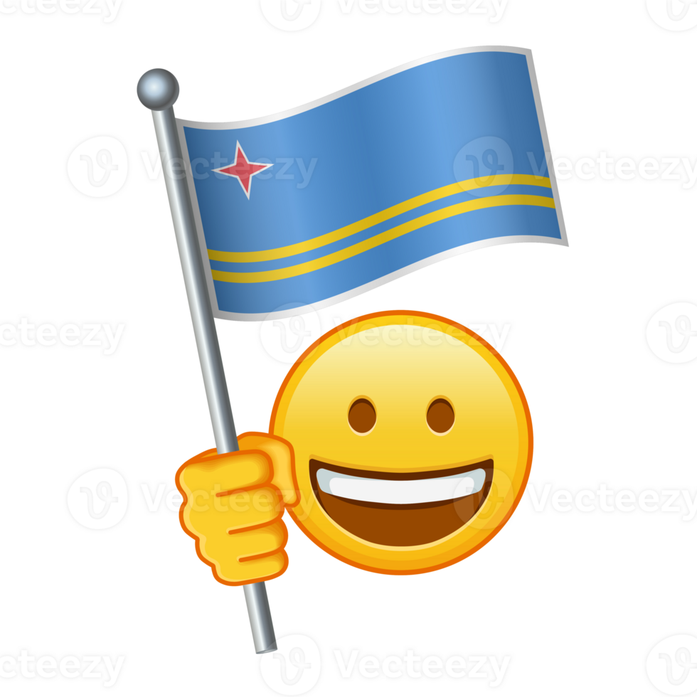 Emoji with Aruba flag Large size of yellow emoji smile png