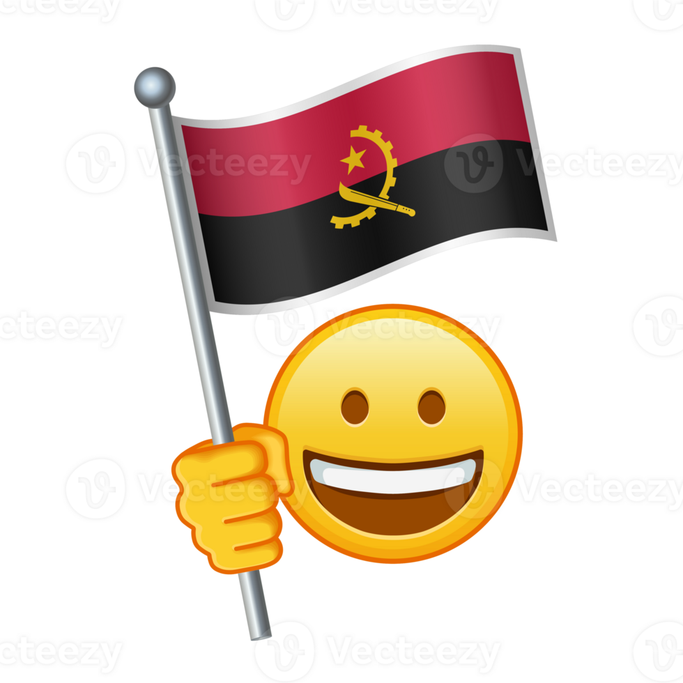 Emoji with Angola flag Large size of yellow emoji smile png