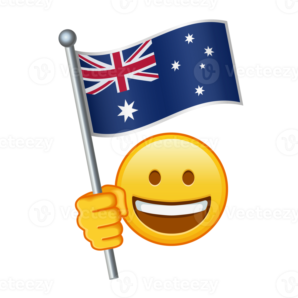 Emoji with Australia flag Large size of yellow emoji smile png