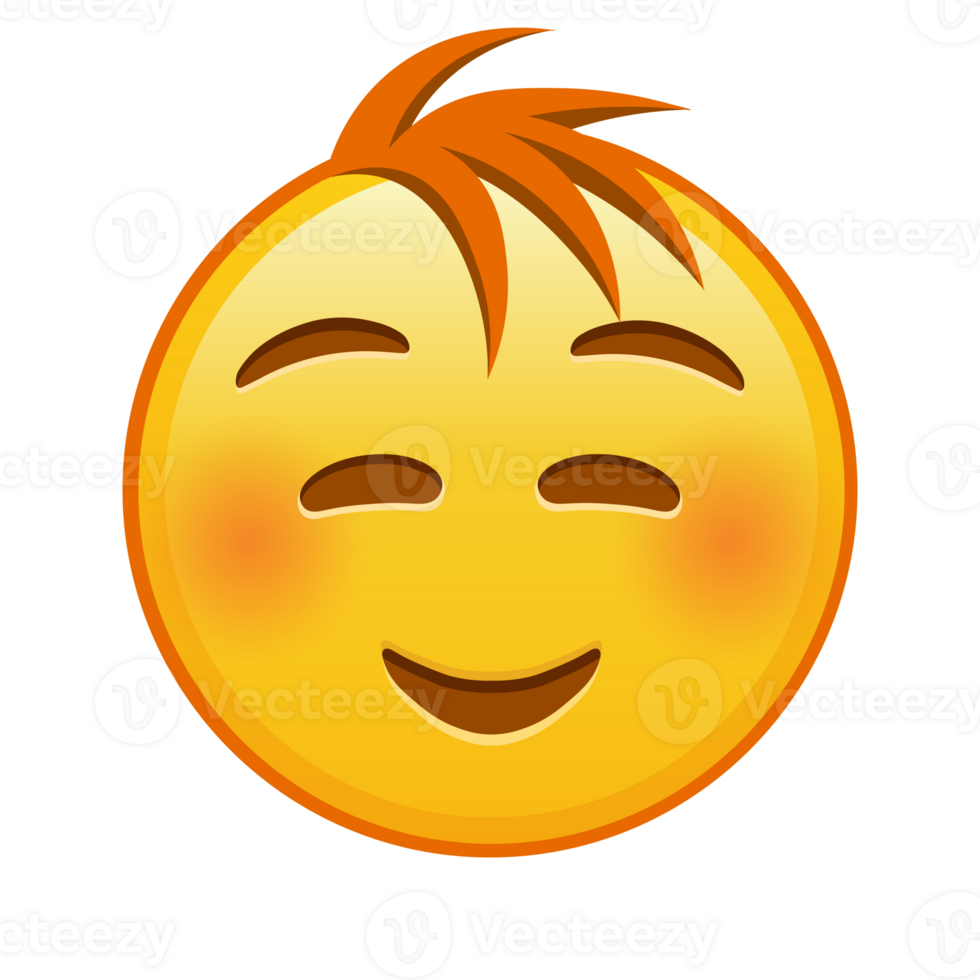 Embarrassed smiling face Large size of yellow emoji smile with hair png