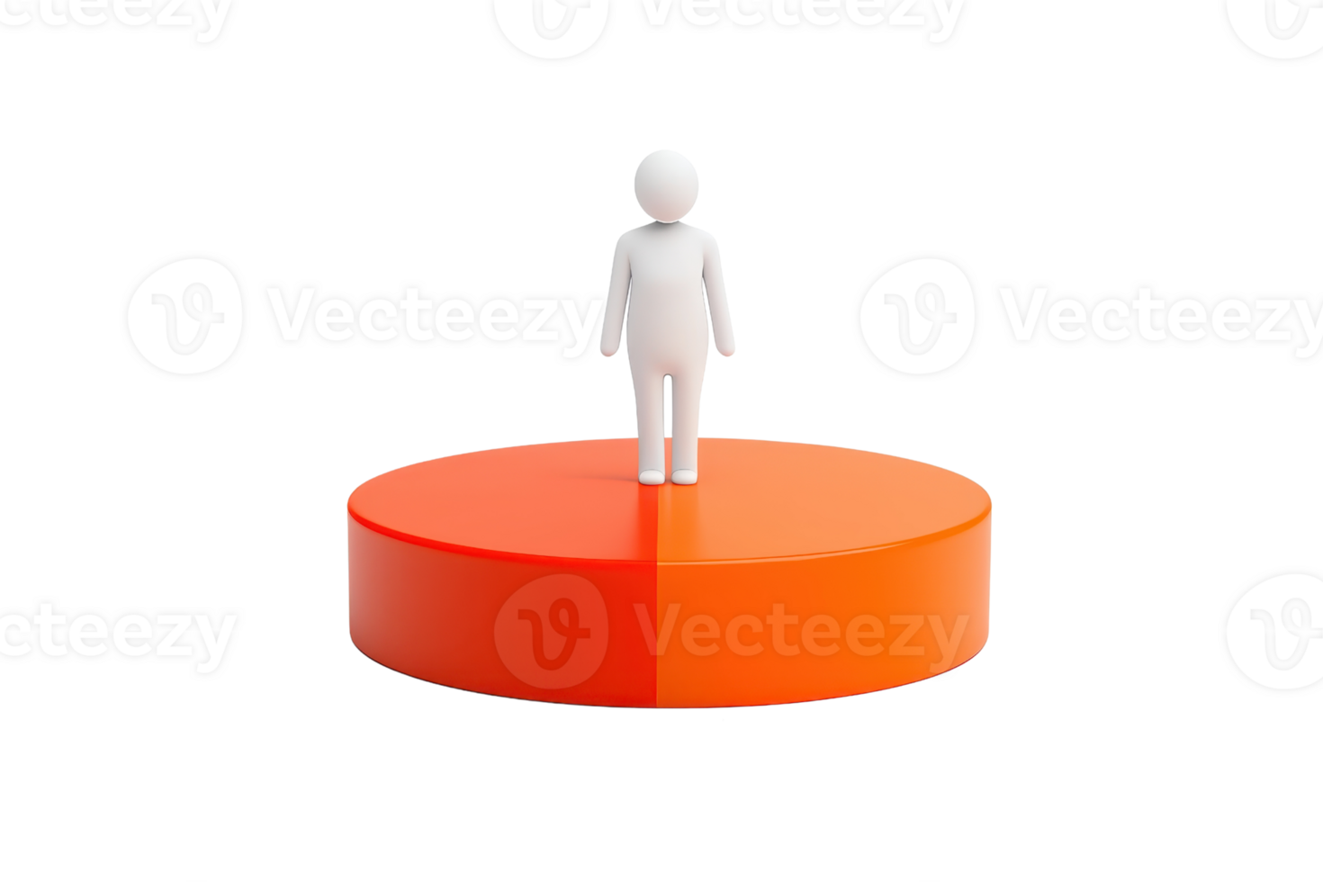 A single white figure stands on a circular orange platform, symbolizing focus or leadership. png