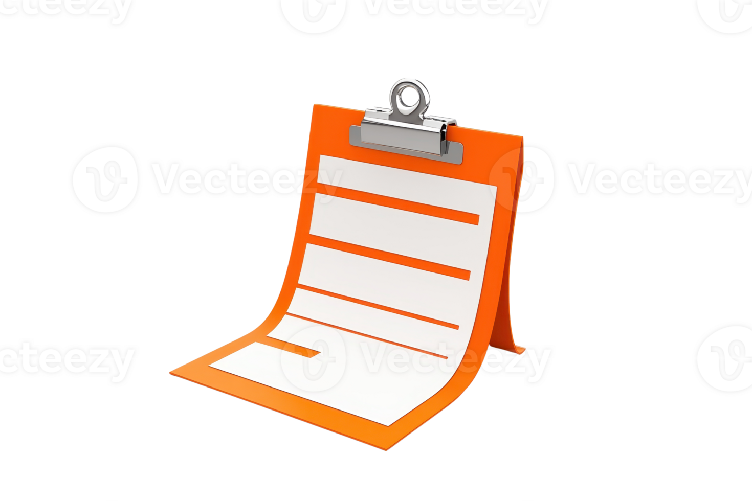 An orange clipboard with blank lines for notes or lists. png