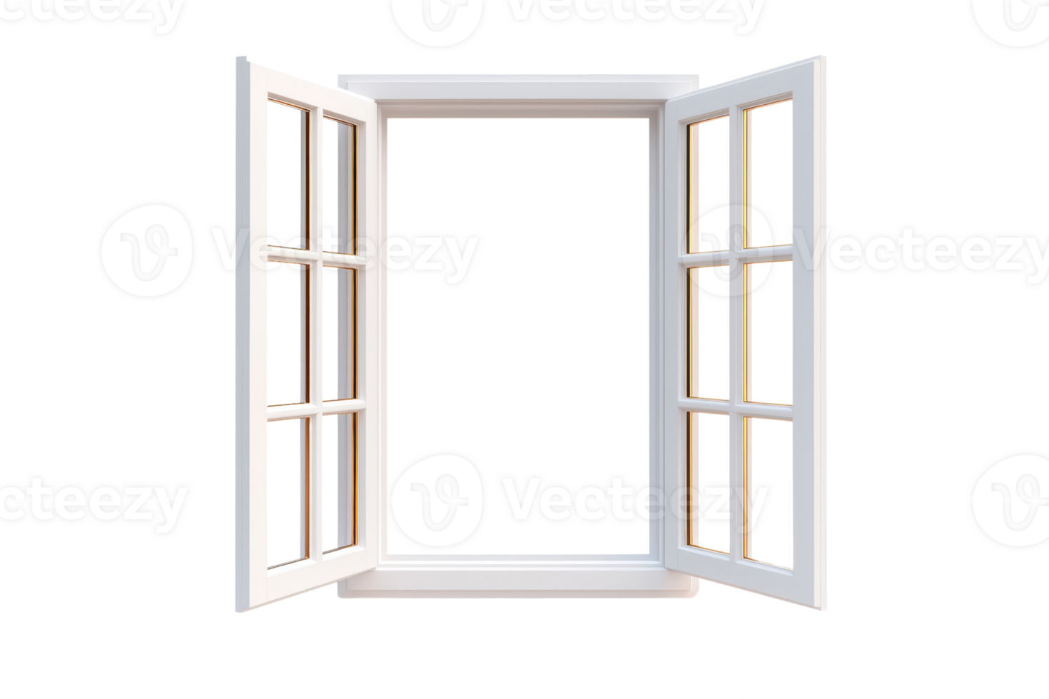 A white window with two open panes, showcasing a straightforward design and clean lines. png