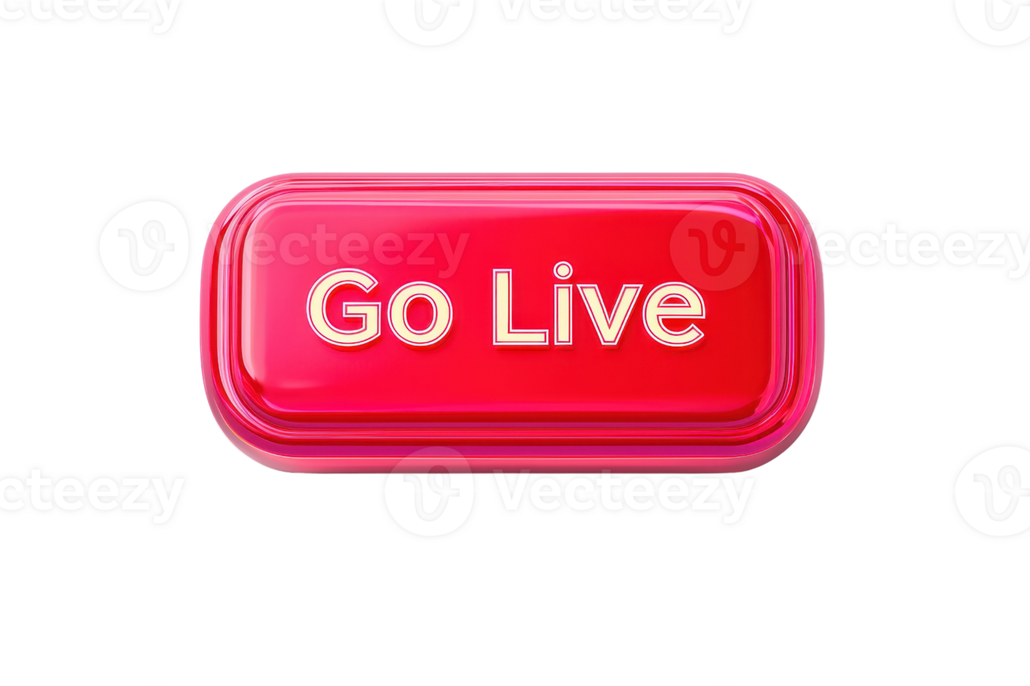A glossy red button with the text Go Live prominently displayed in white. png