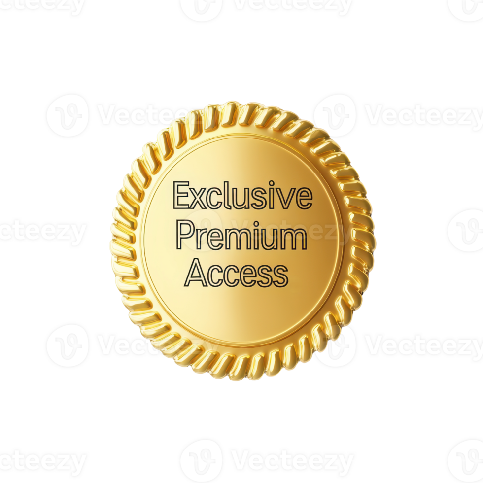 A gold seal featuring the text Exclusive Premium Access in a decorative circular design. png