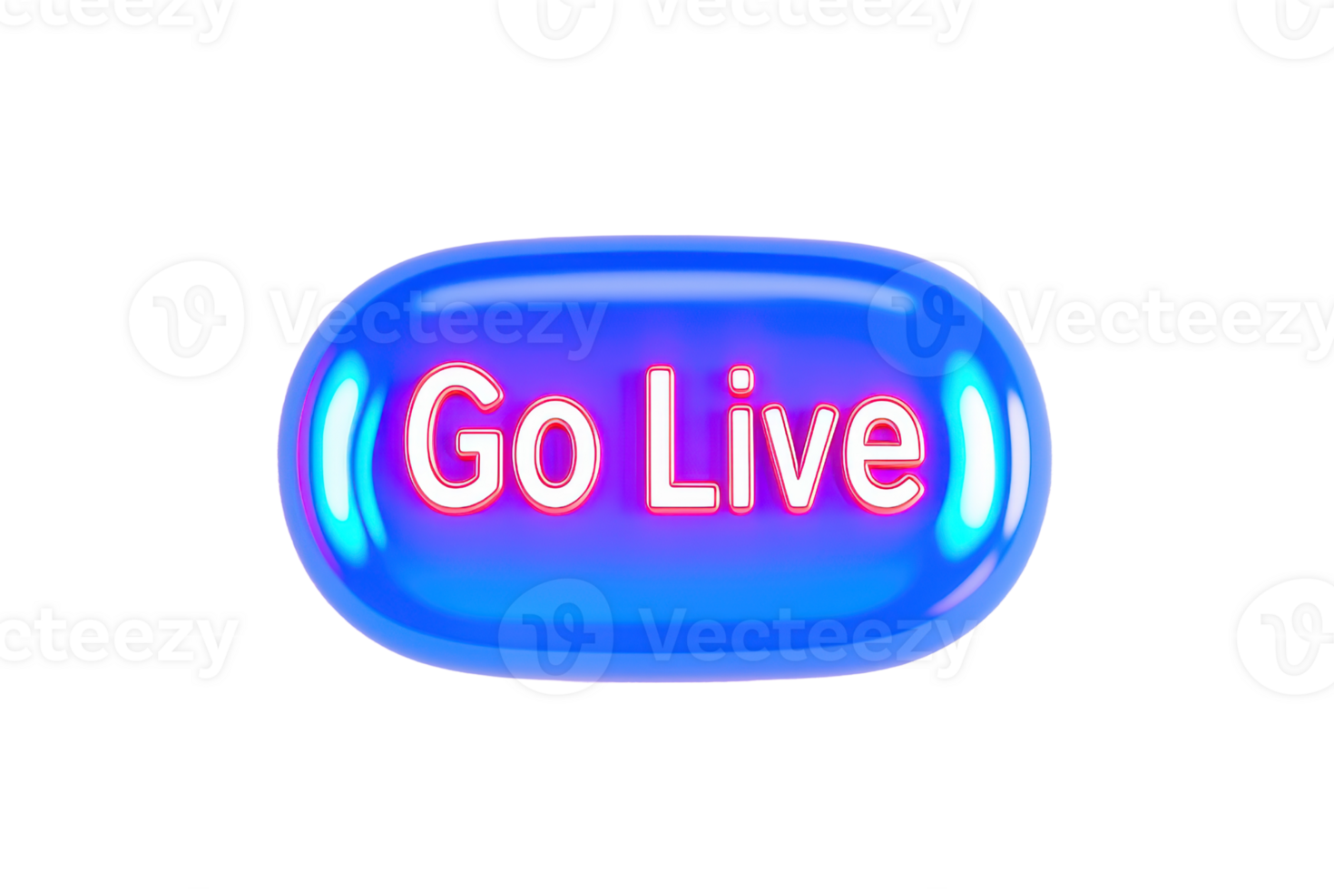 A vibrant blue button with the text Go Live prominently displayed in bright pink letters. png