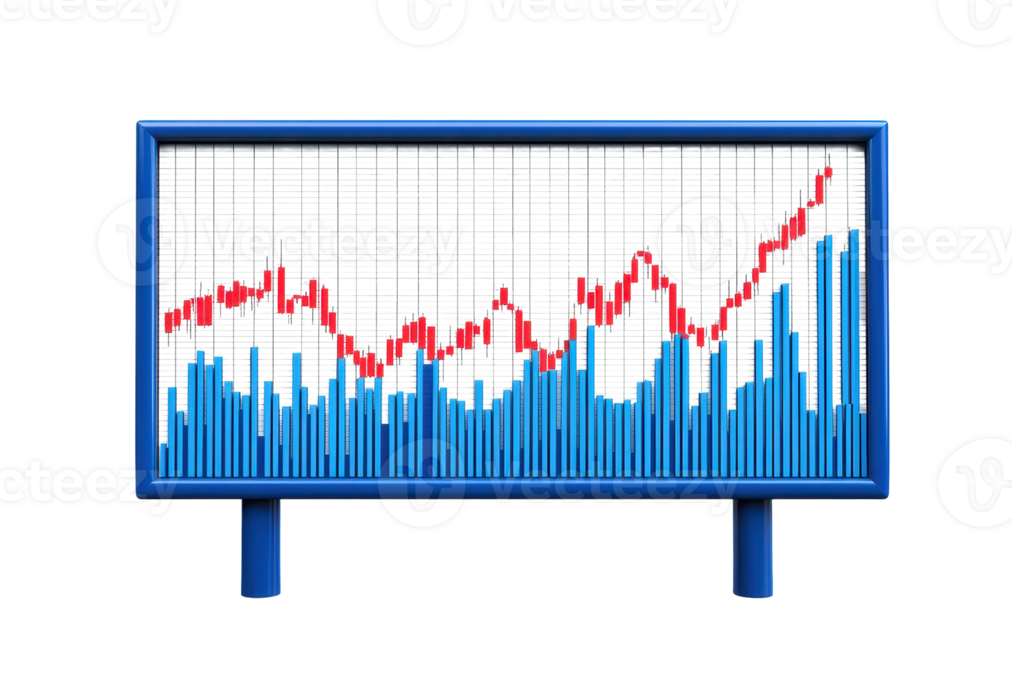 A colorful line graph displaying fluctuations in data, with blue bars and a red line indicating trends over time. png