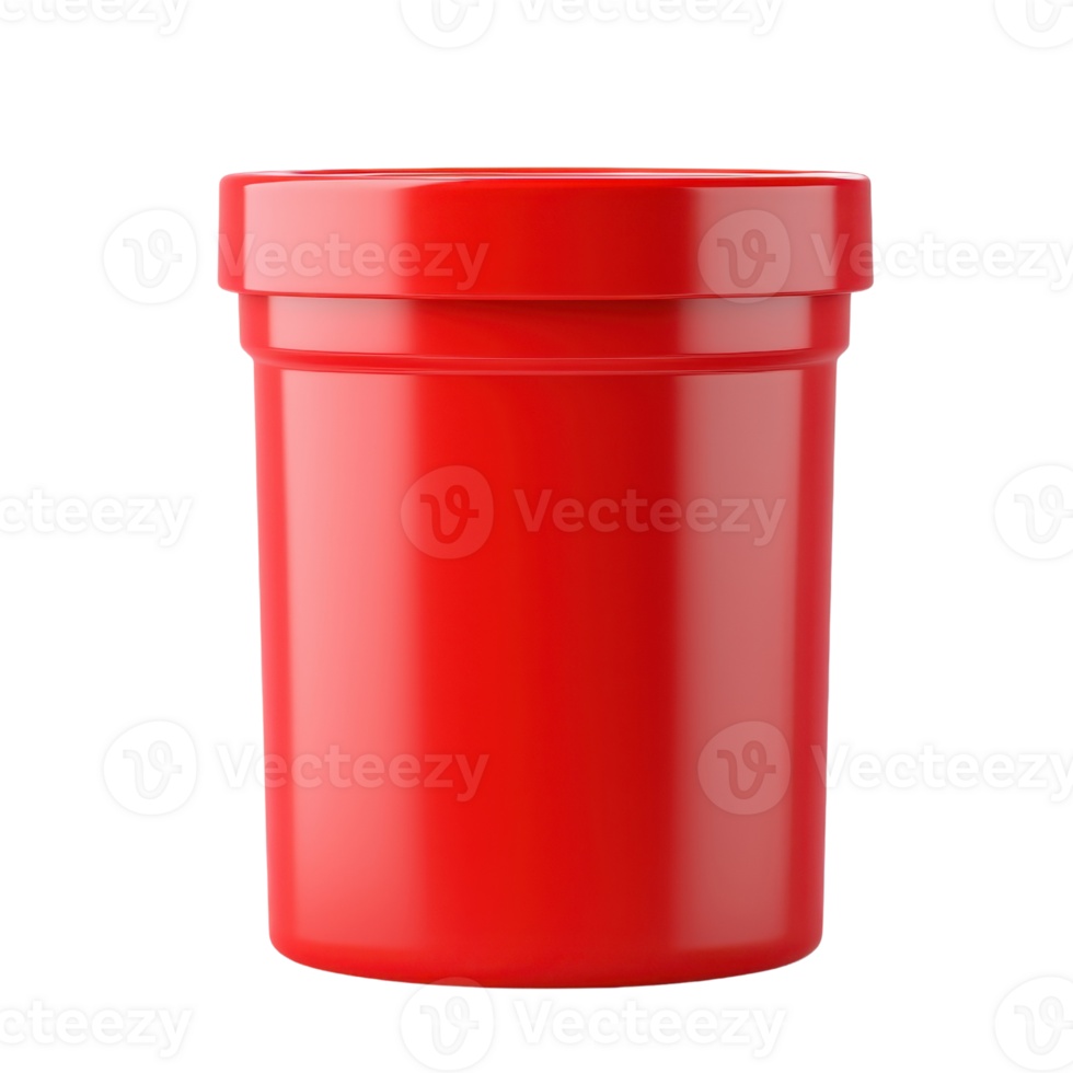 A glossy red container with a lid, perfect for storage or packaging. png