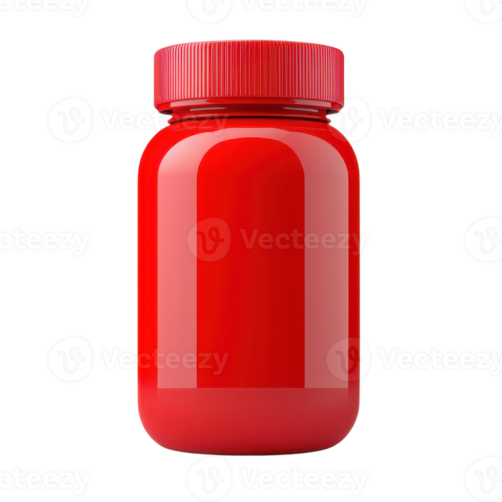 A vibrant red jar with a ribbed lid, showcasing a glossy surface that highlights its color. png