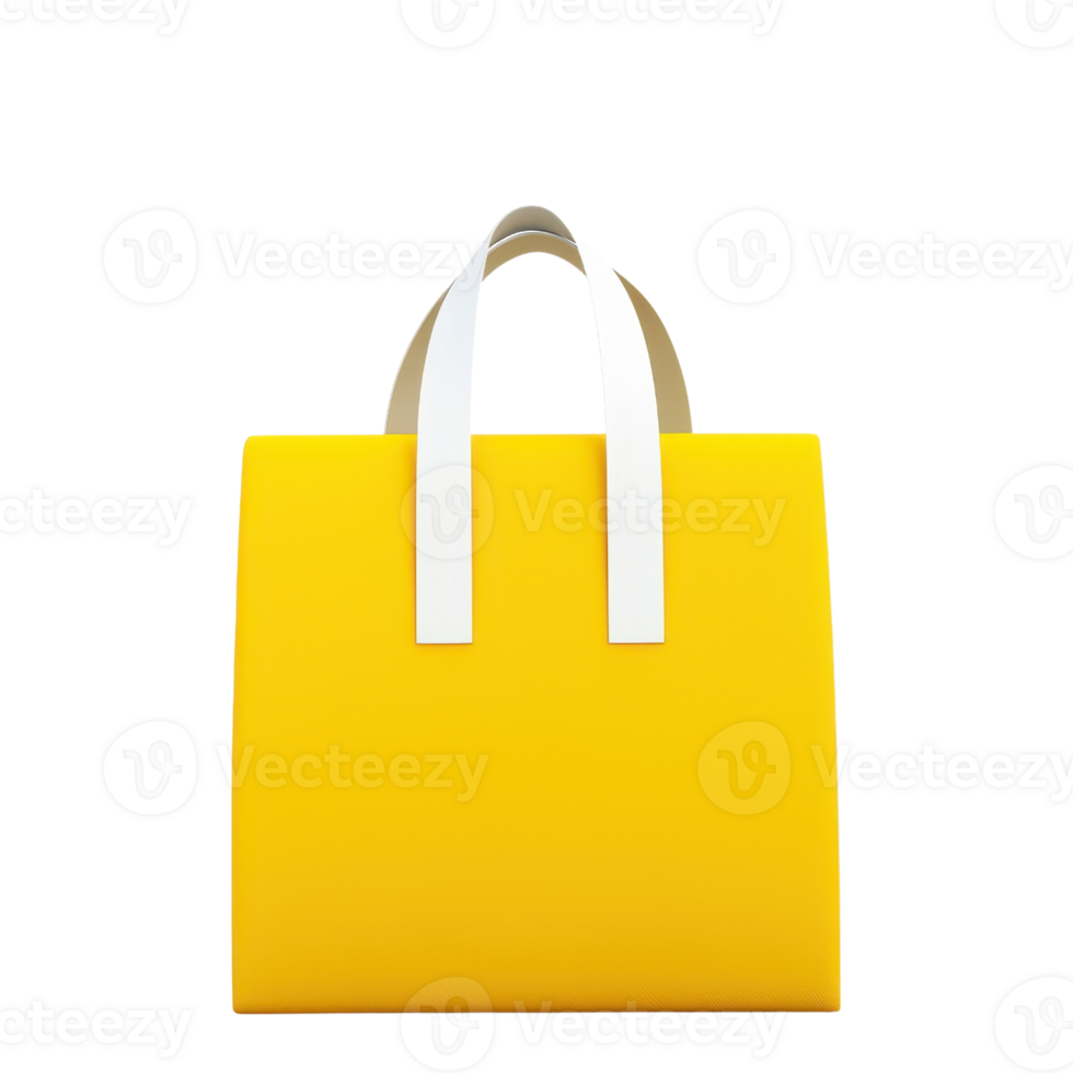 A vibrant yellow tote bag with white handles, showcasing a modern and stylish design perfect for everyday use. png