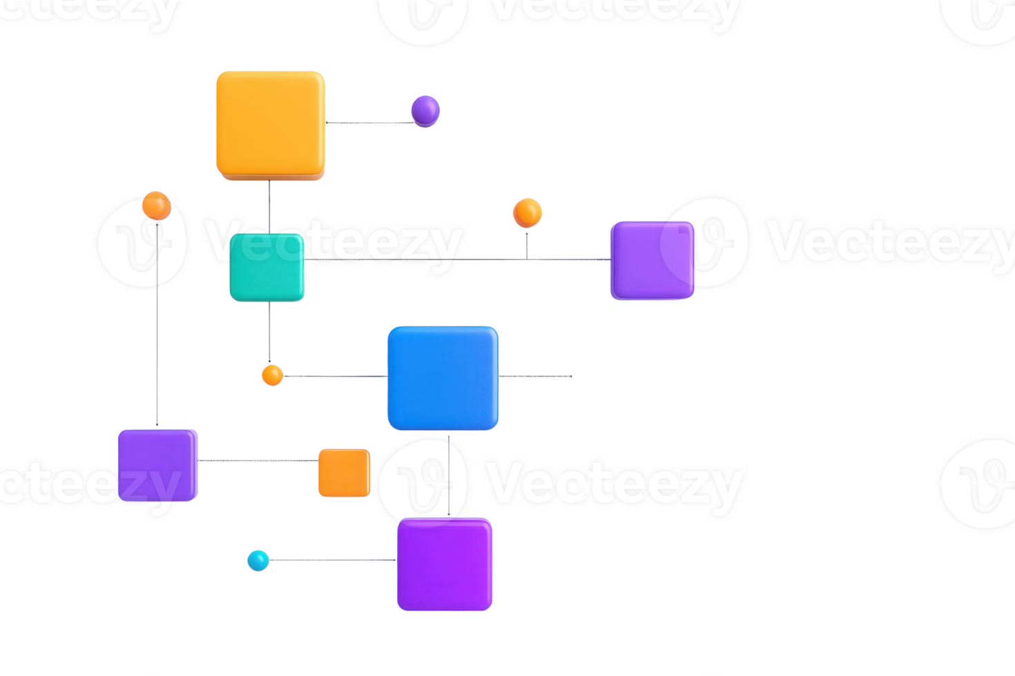 Colorful geometric shapes connected by lines, showcasing a modern abstract design. png