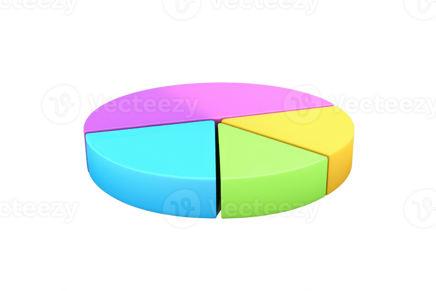 A colorful pie chart divided into four segments, showcasing different proportions in a visually appealing manner. png