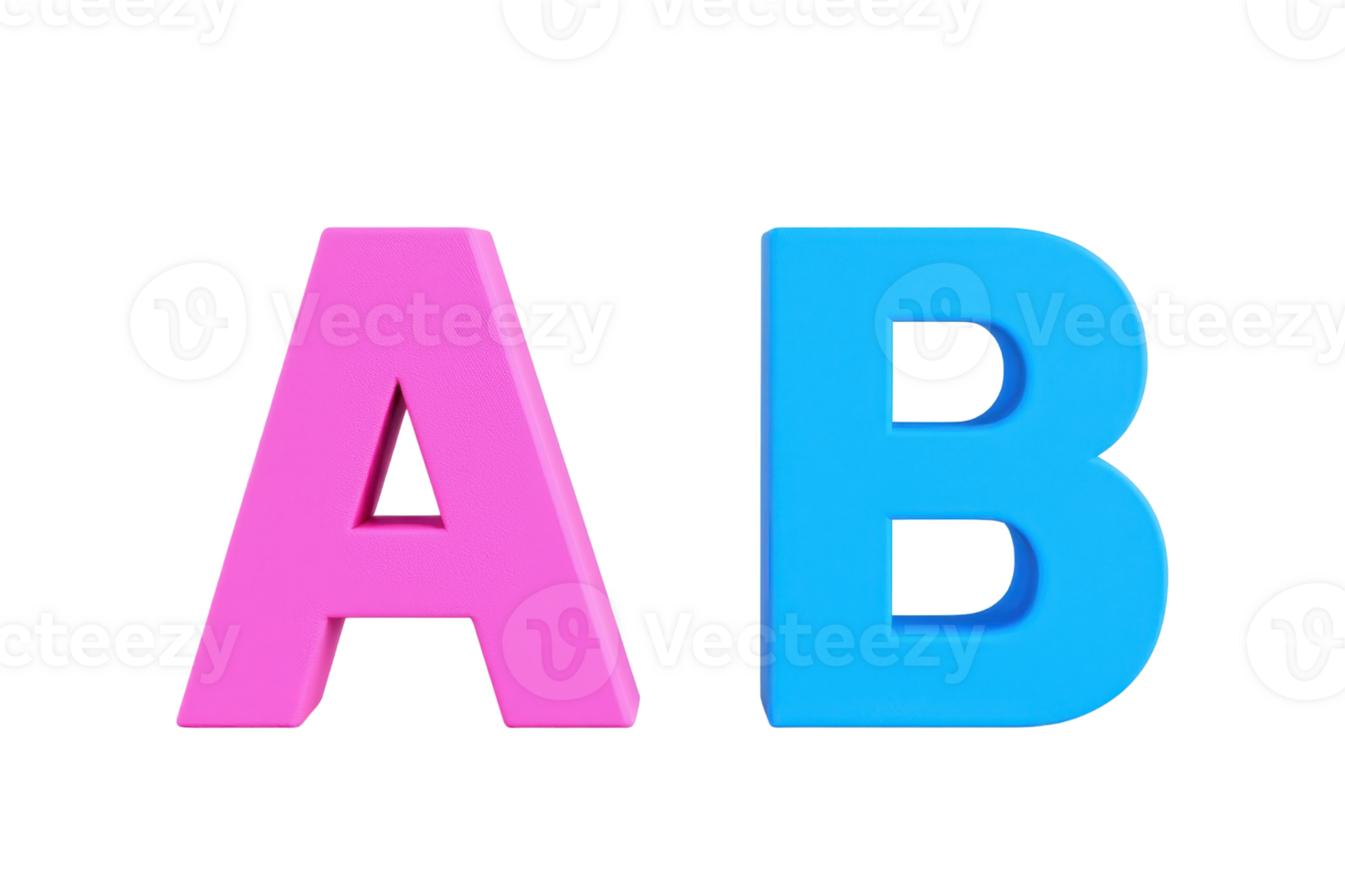 Bold letters A in pink and B in blue. png