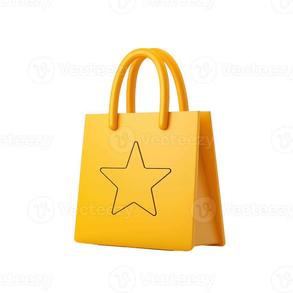 A vibrant yellow bag featuring a star design, showcasing a playful and contemporary style perfect for shopping or gifting. png